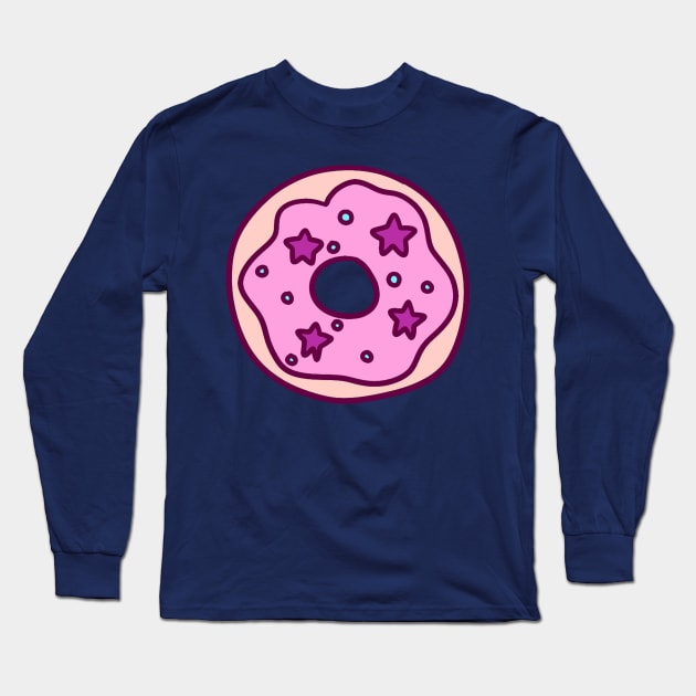 Pink Frosted Star Donut Long Sleeve T-Shirt by saradaboru